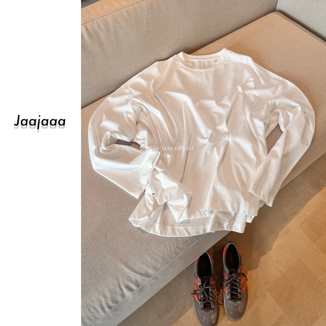 Jaajaaa秋之绫眸  秋季设计师圆领时尚小众宽松长袖T桖秋款/CFEHI