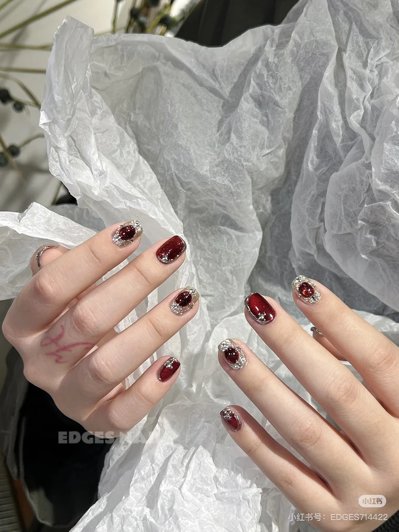 秋冬玻璃珠猫眼指甲油胶2025年新款红宝石晶石猫眼美甲胶