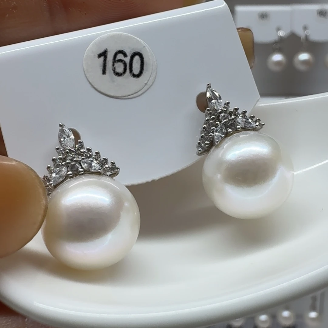 小****银S925镶嵌淡水珍珠耳饰珍珠