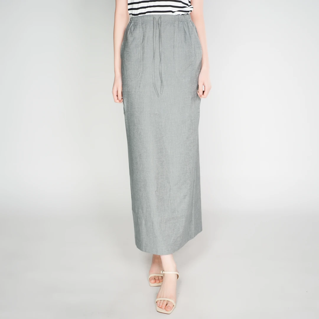 AMASS/阿玛施春夏复古气质休闲纯色高腰夏季中式亚麻半身裙520012