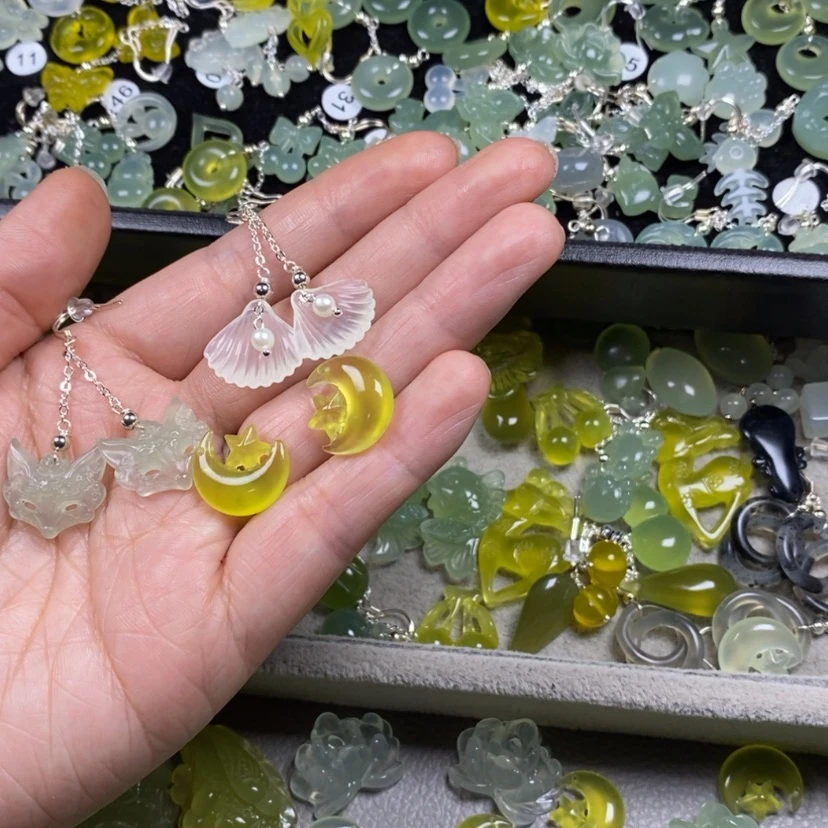 【闪购商品】蛇纹石玉挂件耳饰耳环项链未镶嵌星*