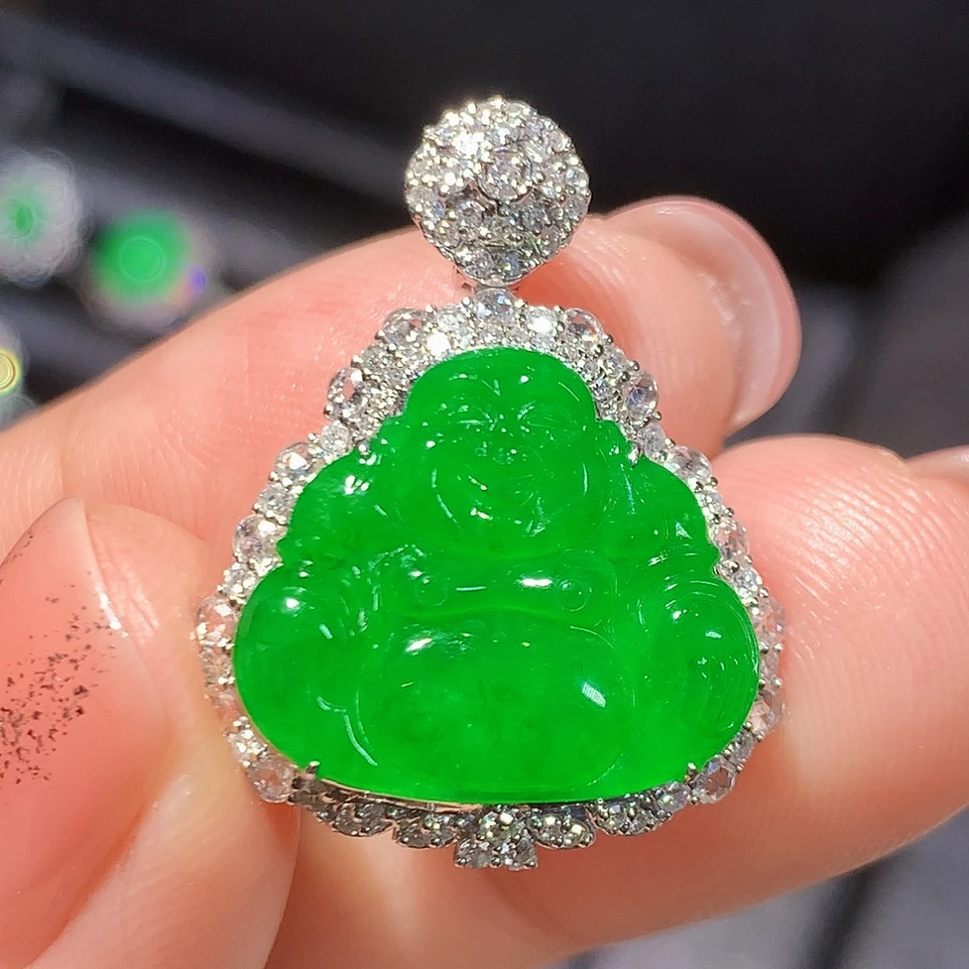 翡翠18K金镶嵌吊坠(不含链)