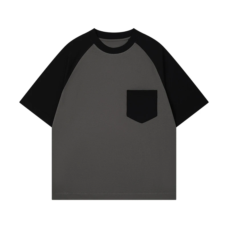 学院风夏日凉感高品质男士T恤撞色拼接230g重磅短袖宽松男装衣服