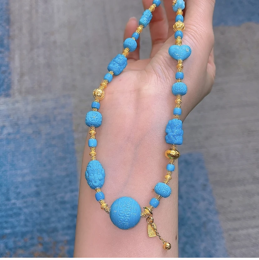 【14：30绿松石专场】顶配云盖蓝玉化料！高端玩家必蹲圆梦多宝项链