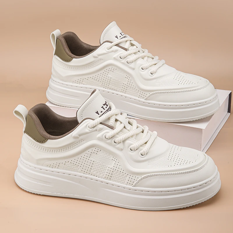 透气夏季小白鞋系带运动鞋休闲板鞋圆头板鞋潮鞋休闲鞋低帮