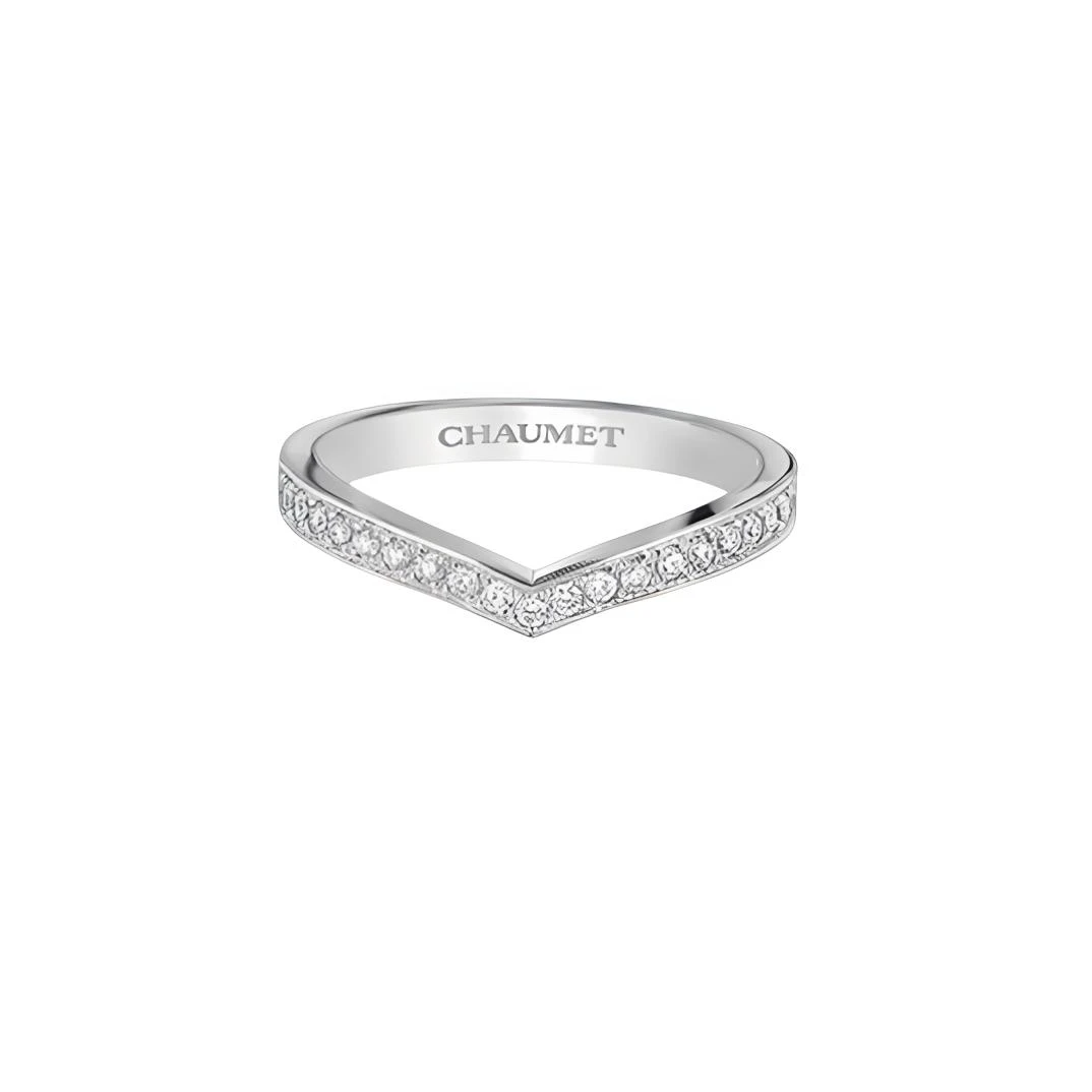 未使用 Chaumet/尚美 加冕爱系列白金满钻排钻戒指52码【JQ】