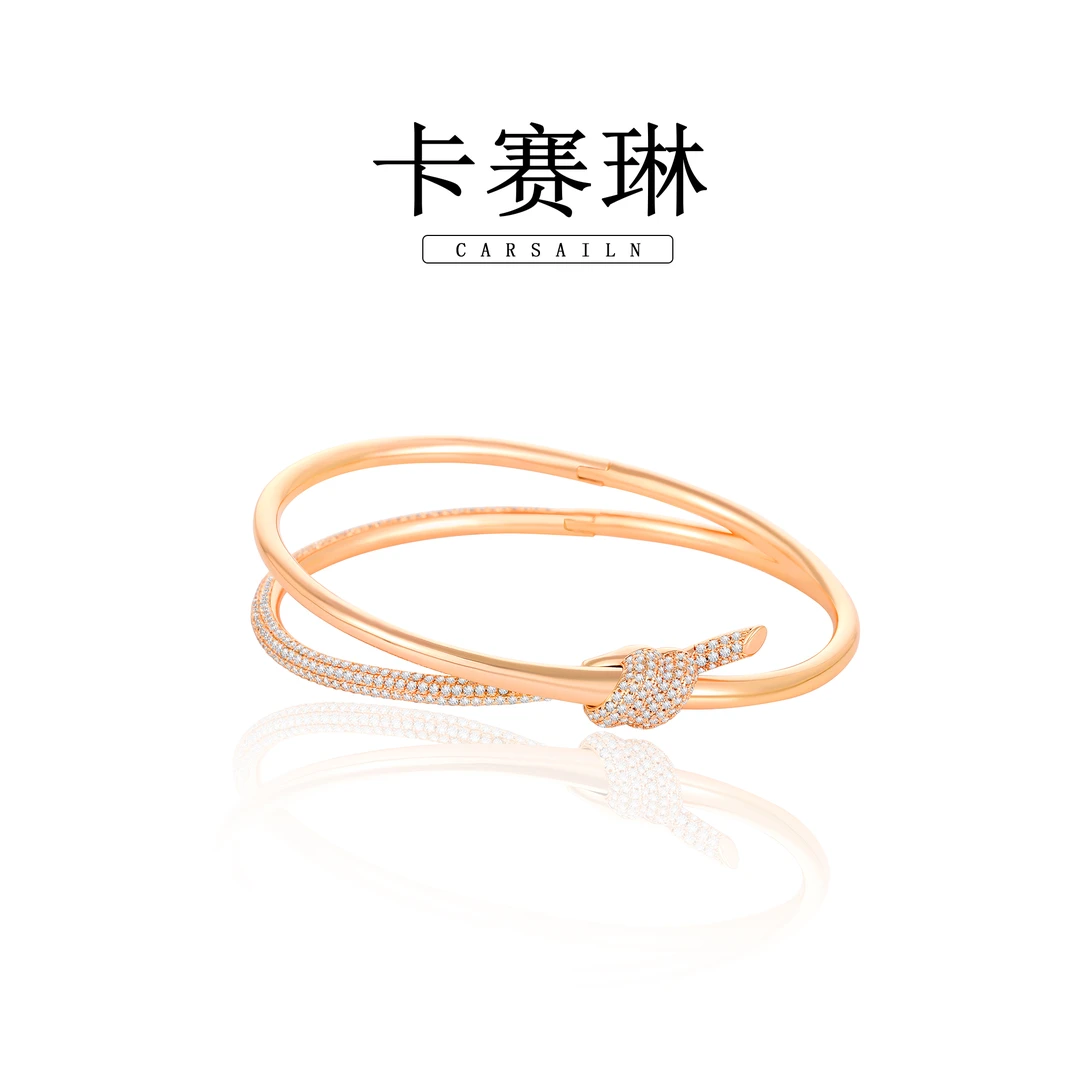 卡赛琳carsailn/ 镀K金 绳结满镶轻奢高级个性百搭手镯 4060