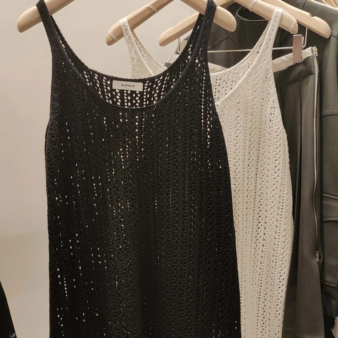 （NO退NO换）镂空针织吊带背心裙时尚百搭设计感连衣裙