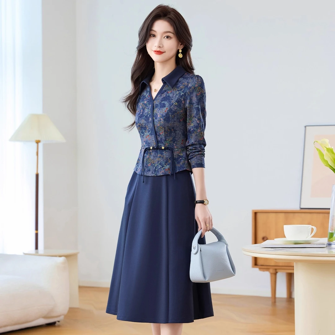 新中式国风时尚长袖连衣裙女士2025新款复古改良旗袍减龄爆款裙子