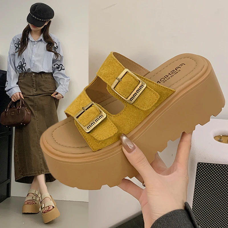 勃肯拖鞋女2025新款夏季外穿超火厚底凉拖鞋小个子增高博肯一字拖
