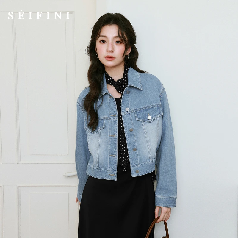 诗凡黎牛仔外套2025新款设计感百搭显瘦休闲甜酷短上衣7G3110101