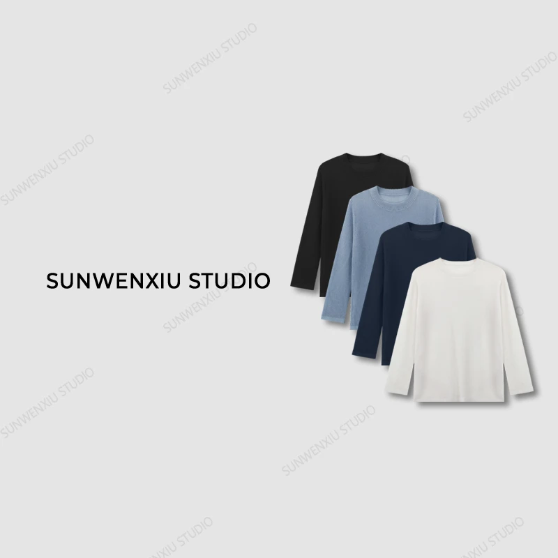 swx studio3店 “日本和纸纱”夏季慵懒宽松圆领长袖针织衫