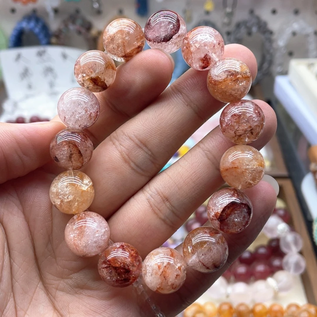 烟晶未镶嵌手链14.5咪红胶花