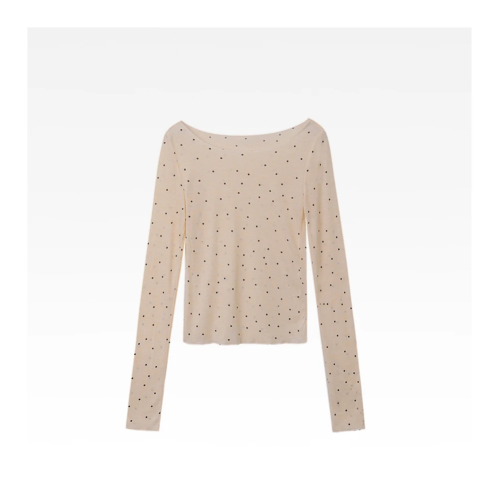FORNI波点奶盖 波点短款打底衫