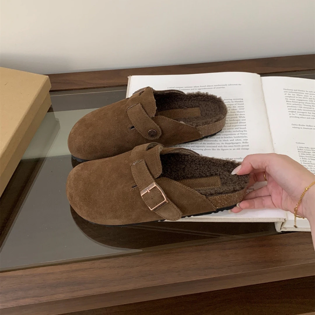 SUSU 厚底勃肯拖鞋女秋冬新款丑萌百搭包头半拖 779-99 右架8