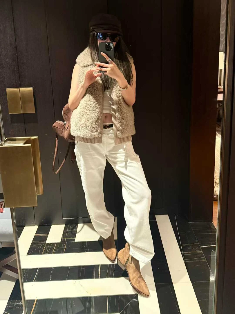 JUNWEI LIN官方授权 中低腰白色直筒牛仔裤长裤 25AW秋冬新品