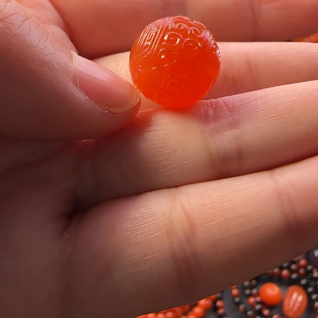 南红玛瑙配饰未镶嵌回纹珠