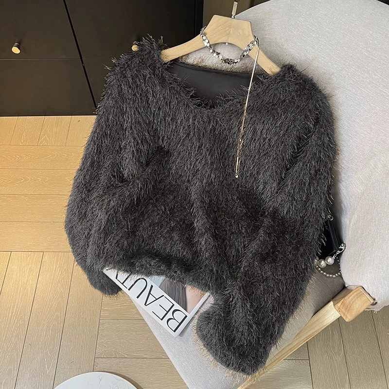 【晨浠定制】新款时尚百搭V领亮丝流苏上衣21287