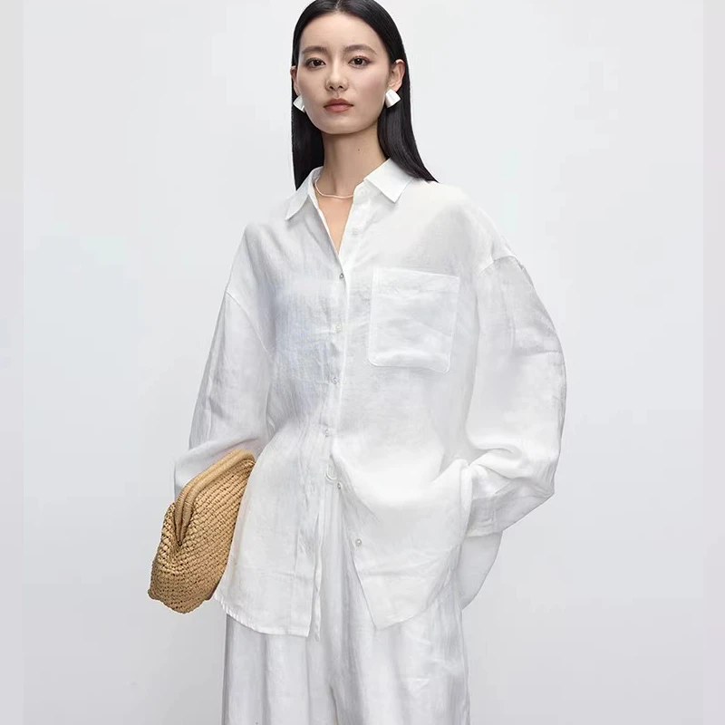 老钱风棉麻松弛感衬衫夏季2025新款外搭亚麻高级宽松薄款空调衬衣