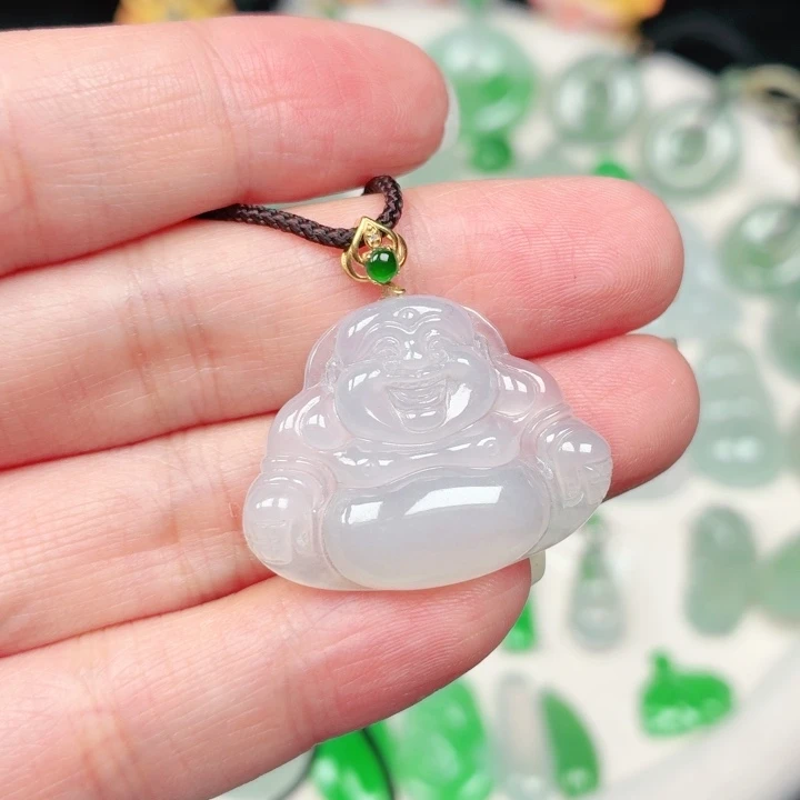 颈饰18K金镶嵌翡翠缅甸天然A货翡翠