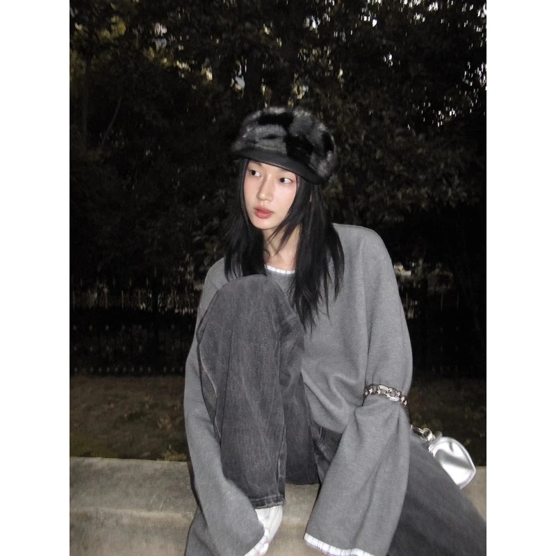 【特价】复古时髦 立体感显脸小 定制嵌花环保仿水貂帽子RJ233015