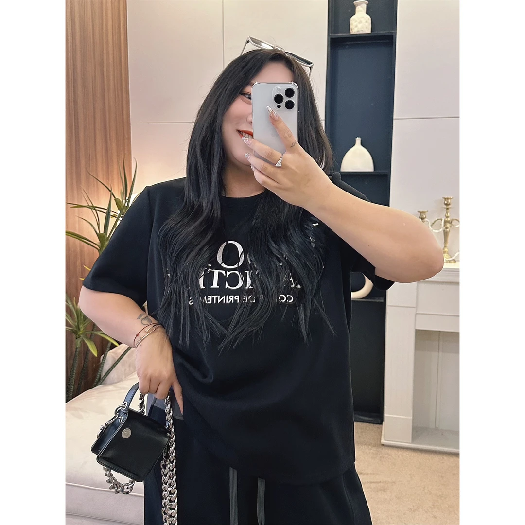 假期日记 / 加厚春款短袖T恤11028花契200斤胖mm冬季休闲时尚