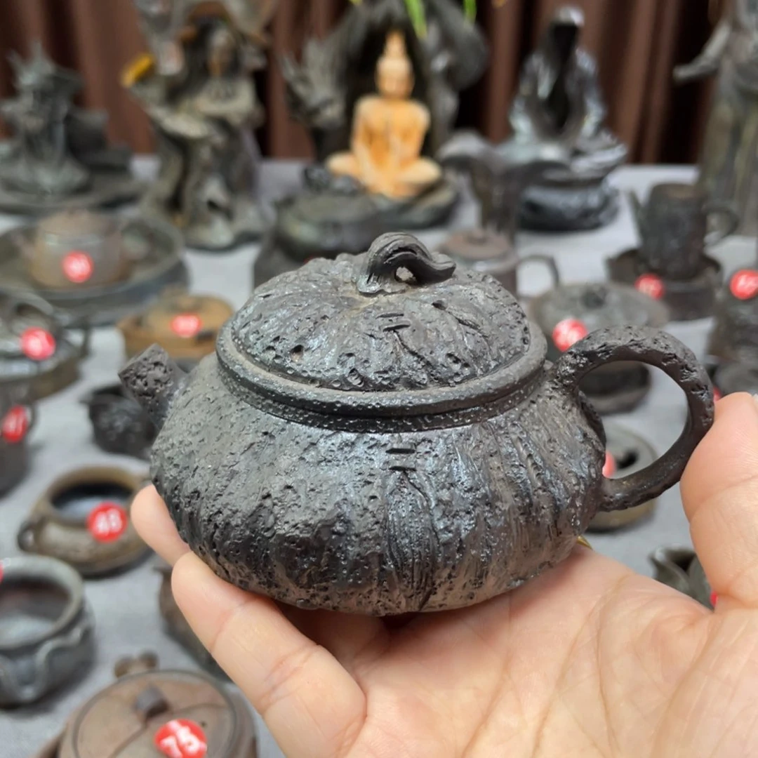 南瓜壶全手捏柴烧茶器