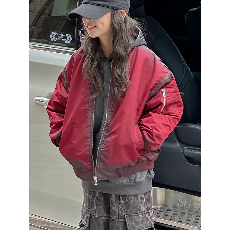 K27442孙小美女童棒球服外套秋冬装儿童棉服女孩红色