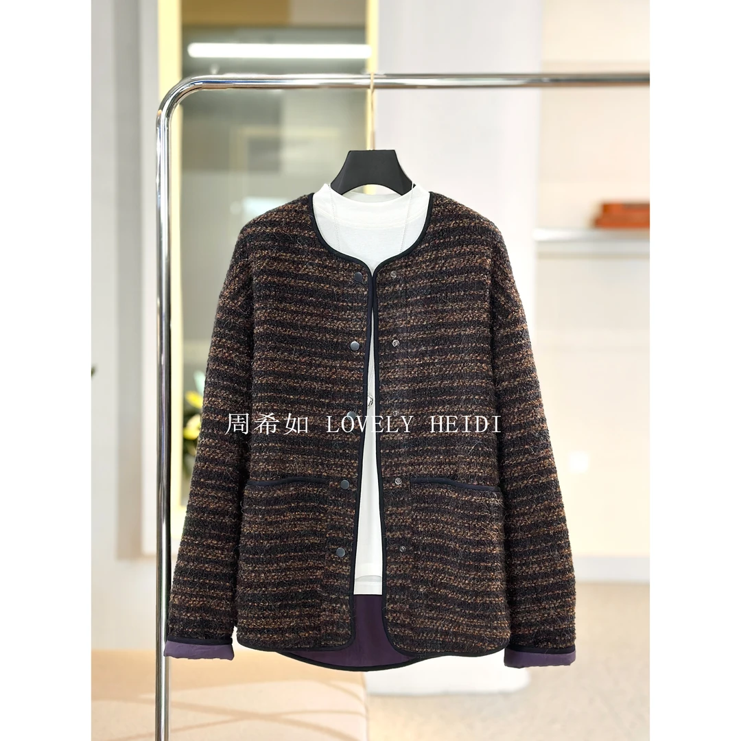 慵懒暖奢，高定系【浓情岁月】精纺羊毛羊驼毛圈圈纱外套 双面穿