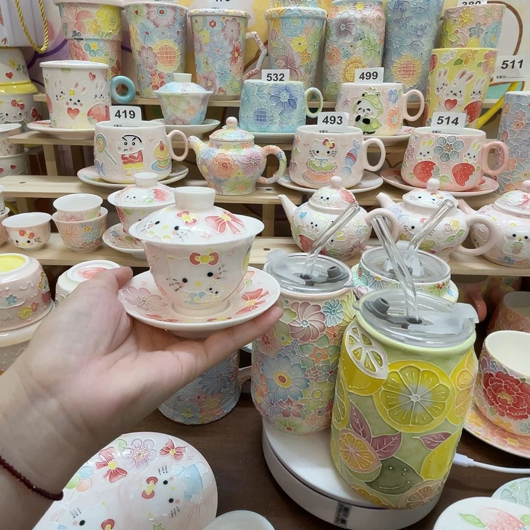 *****瓷片玉泥盖碗加2个杯子
