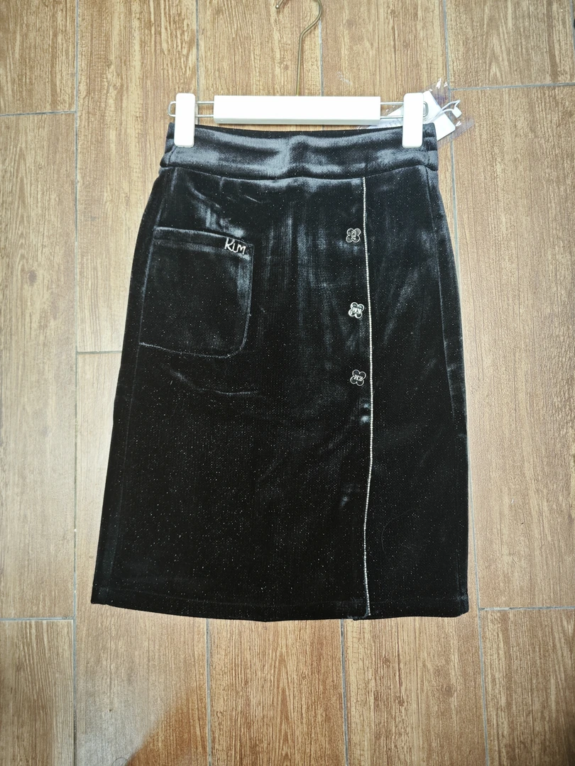 金丝绒包臀半身裙女春季2025新款直筒裙中长款气质高腰裙910