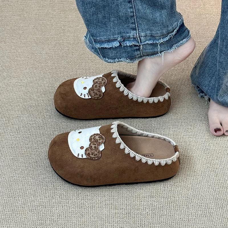 时尚可爱卡通刺绣小猫咪拖鞋女款外穿2025年秋季新款厚底包头拖鞋