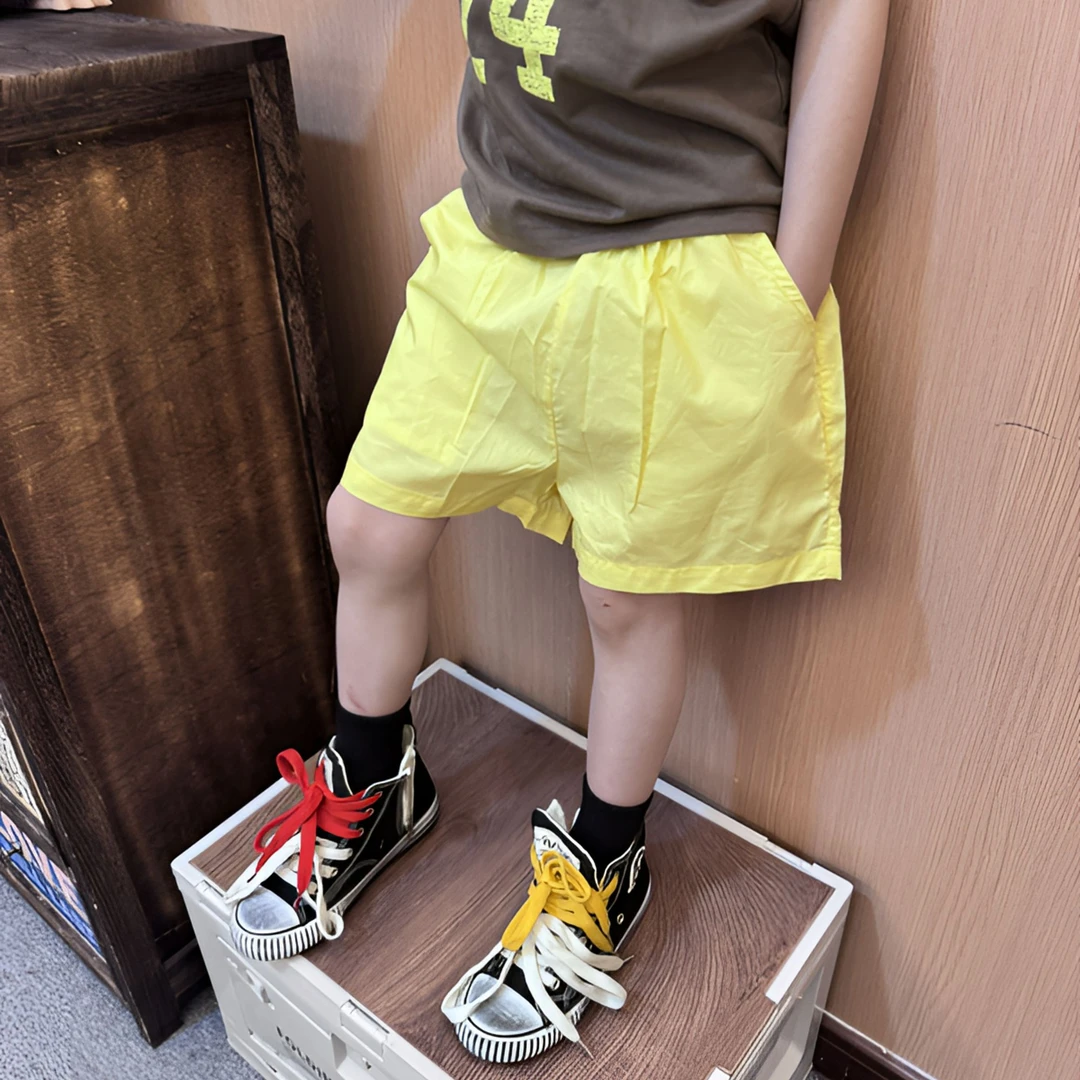 令佳潮牌夏季儿童休闲黄色薄款百搭速干短裤洋气男童韩版2755裤子