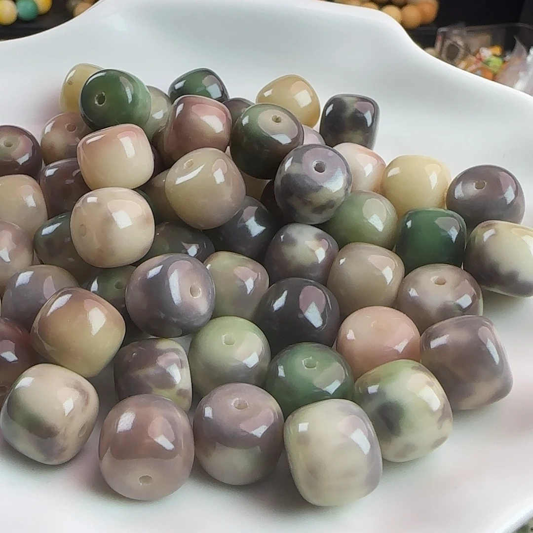 菩提根/象牙果手串卡13玻璃底干磨繁花桶100颗