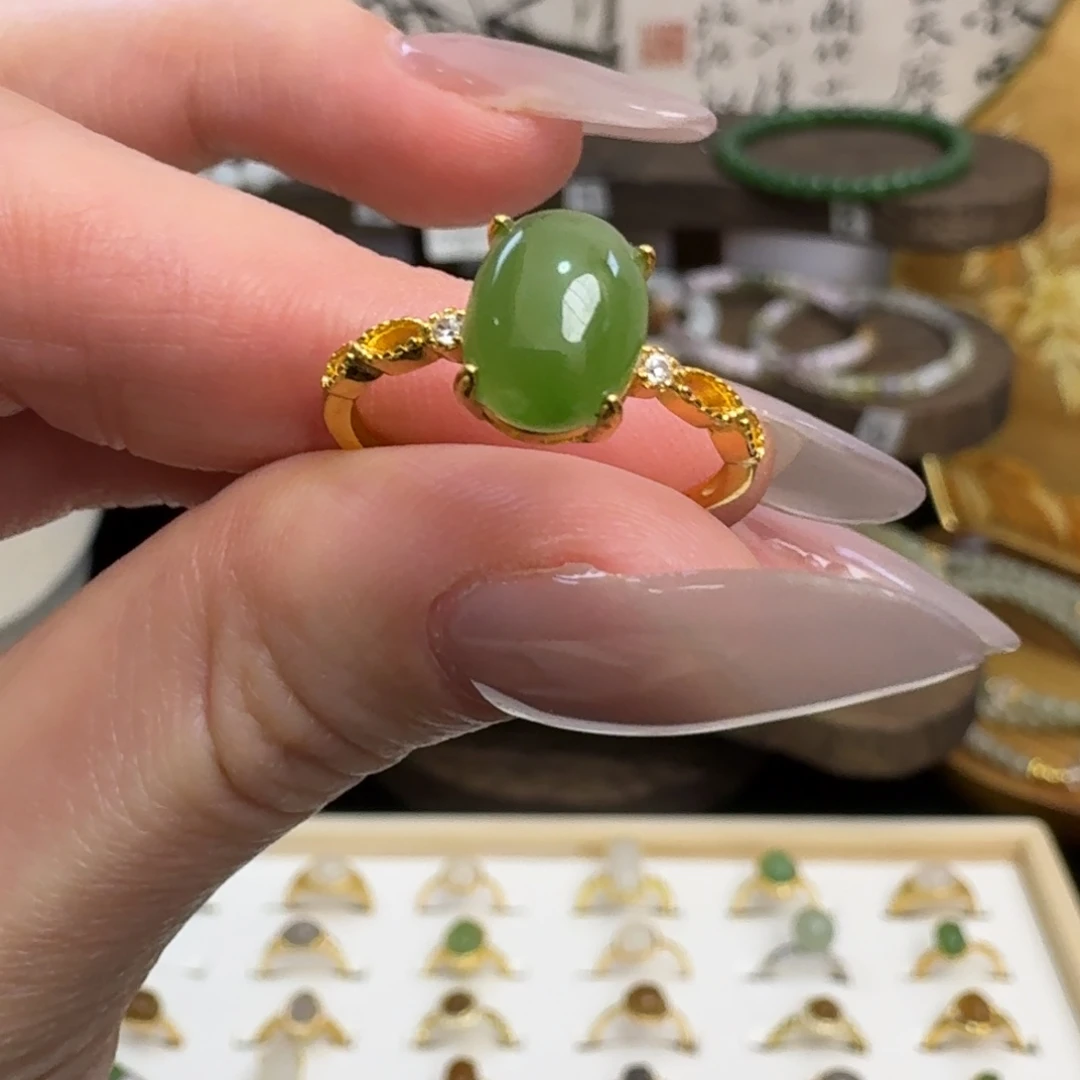 和田玉银S925镶嵌戒指