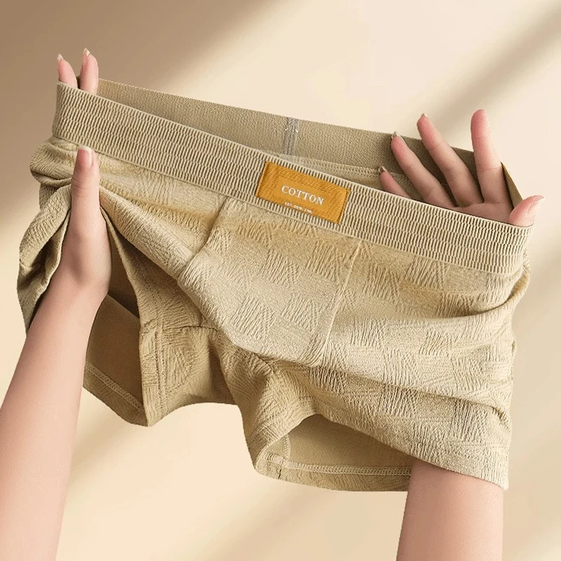 棉质男士内裤男生运动平角裤男式新款简约四角裤男款亲肤透气短裤