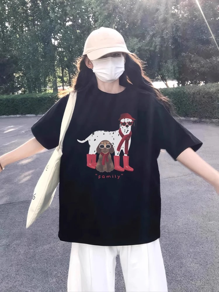 大码300斤宽松夏天女生短袖T恤2025新款美式复古潮流个性街头圆领