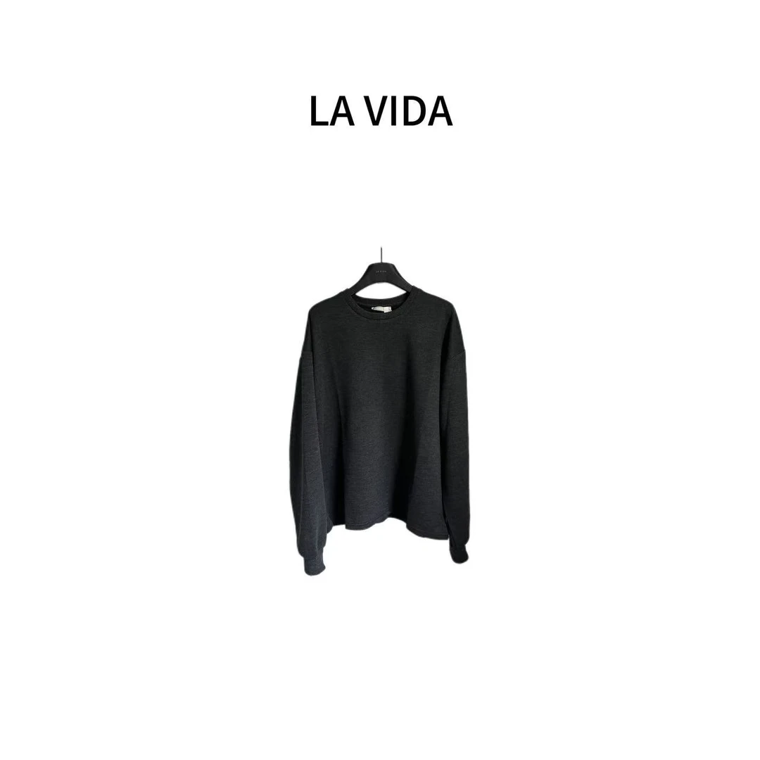 LA VIDA-休闲圆领卫衣春季新品宽松慵懒纯色卫衣