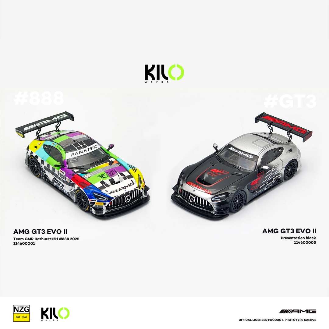 预售 Kilo Works 1:64 奔驰 AMG GT3 EVO II 前盖可开合金车模型