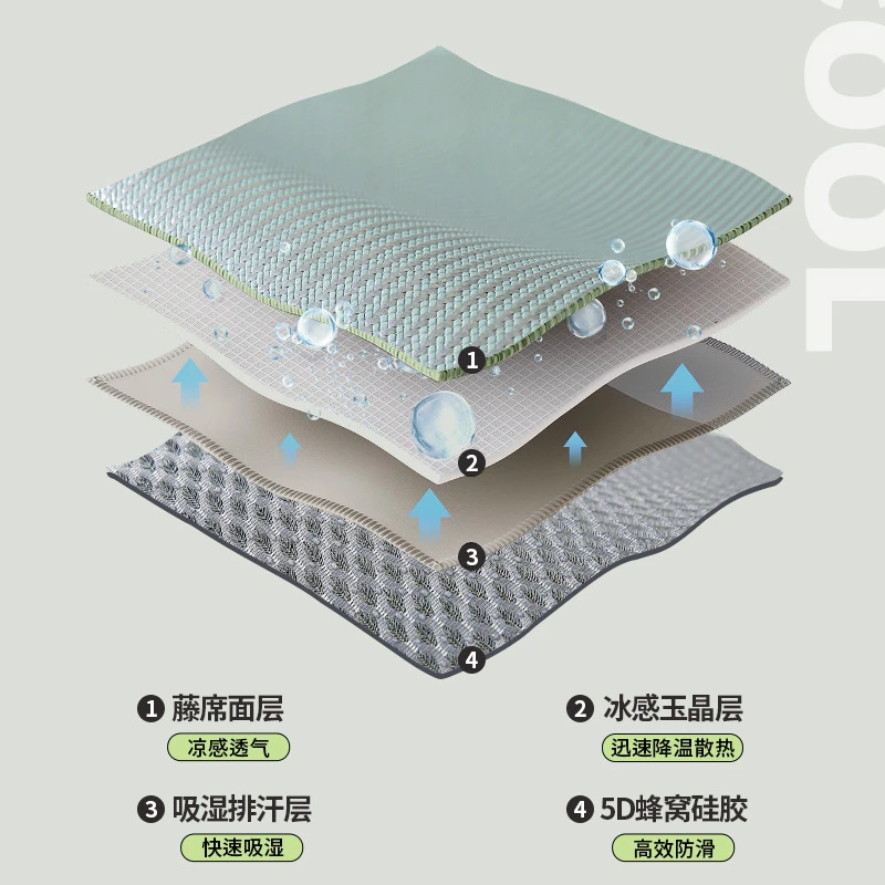 夏季夏天高级感冰丝藤席沙发坐垫凉席水洗固定防滑沙发套罩布座垫