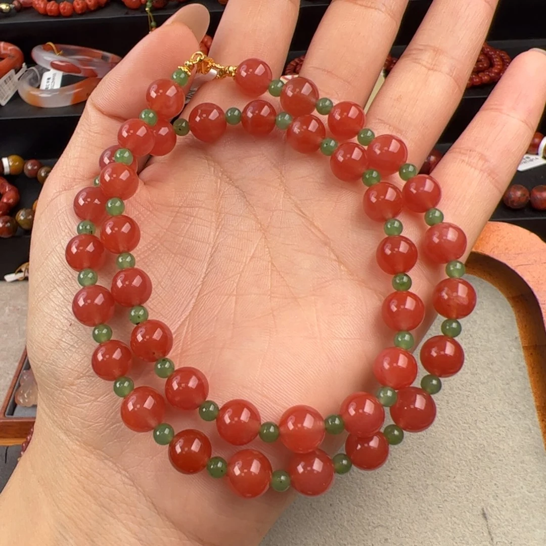 南红玛瑙未镶嵌（项链8mm+