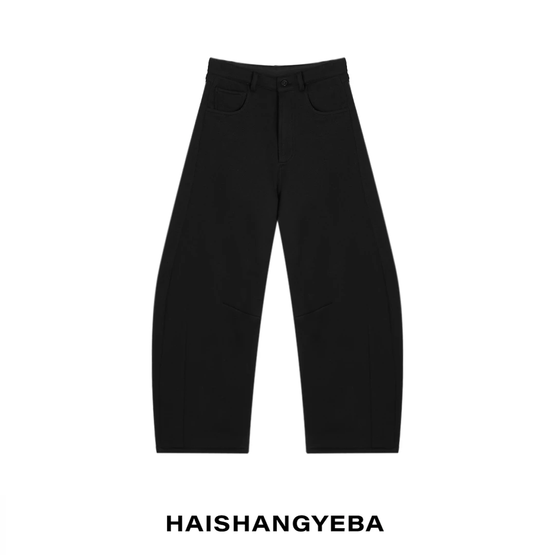 【海上叶爸】新款2024秋冬百搭棉黑色加厚款宽松香蕉裤