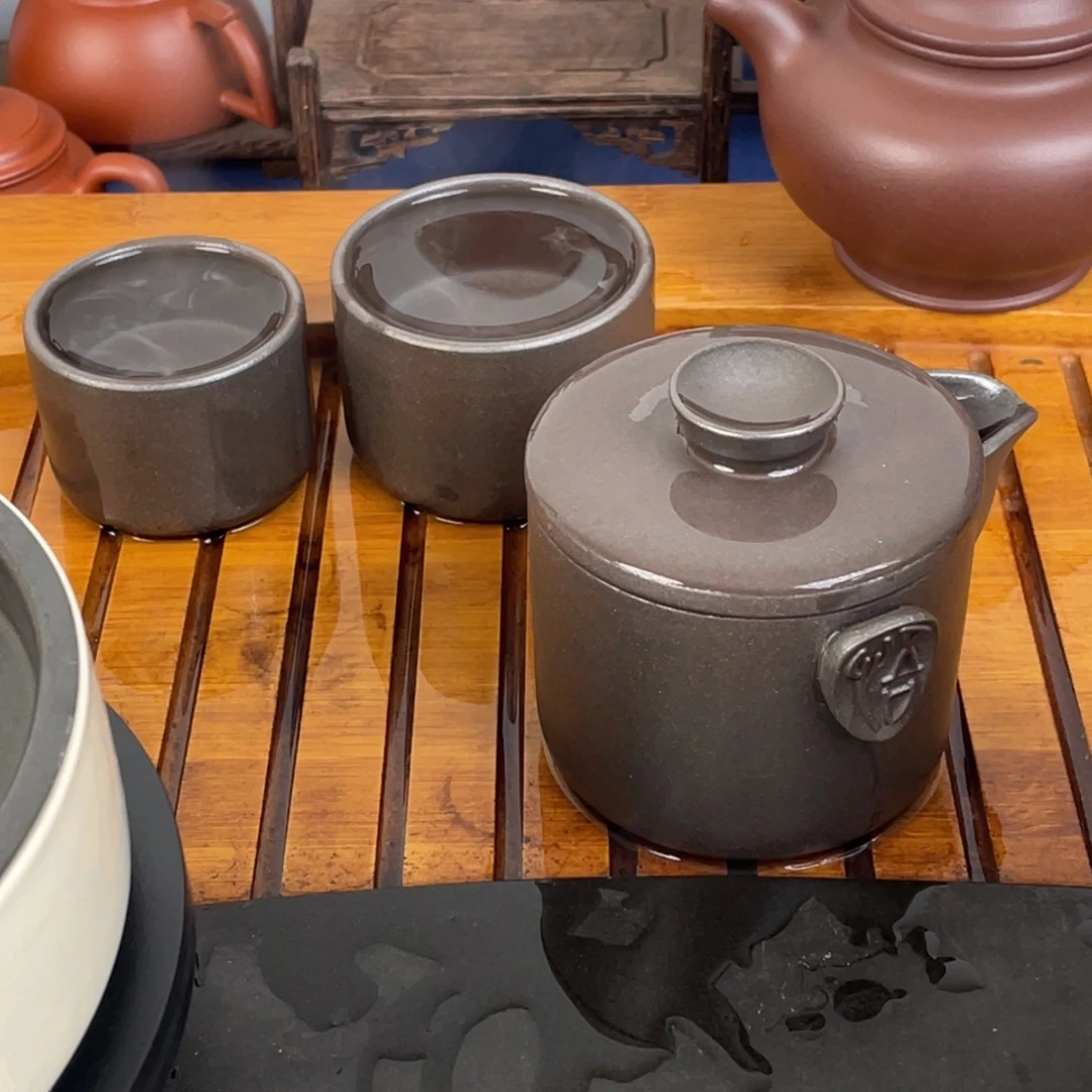 茶壶紫砂手抓壶旅行装加2个杯子一套11111