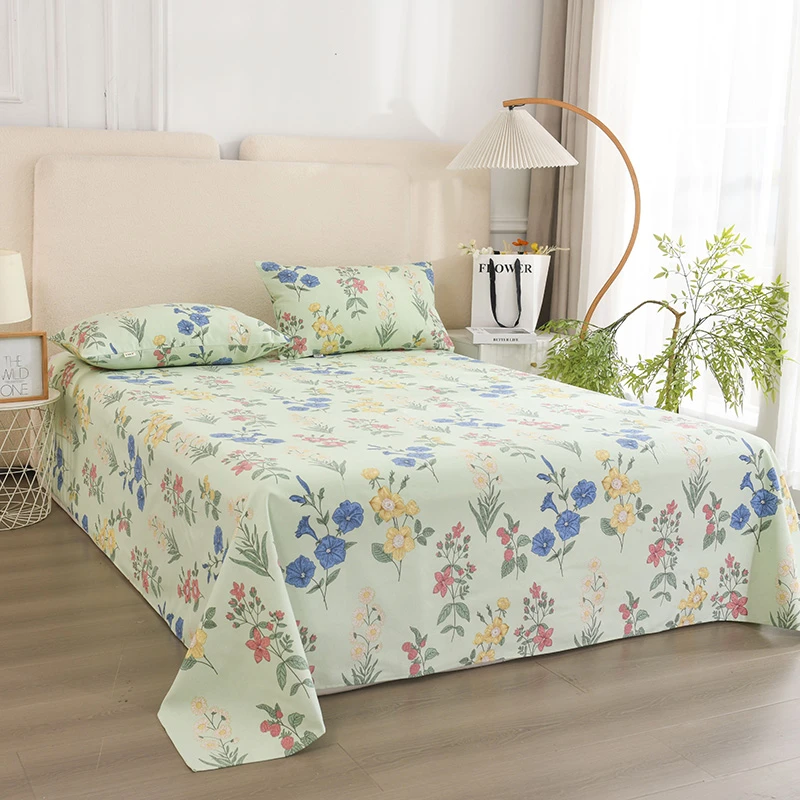 老姚家纺【暖阳老粗布】纯棉全棉 老粗布单床单 印花缎条提花