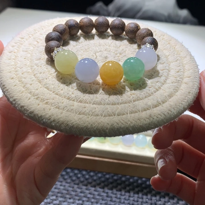 翡翠散珠浓彩色半串