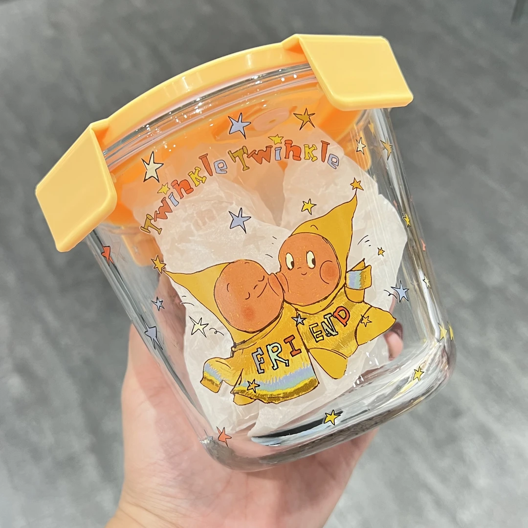 【ZY】星星人联名保鲜碗黄色Friend星星人玻璃汤桶大容量密封碗