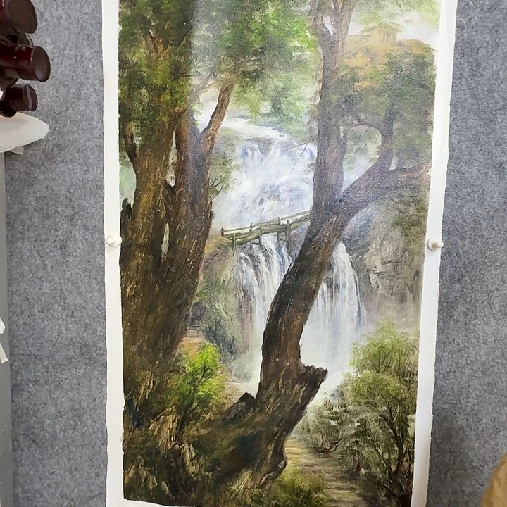 油画手绘山水（44.5*80)。无框