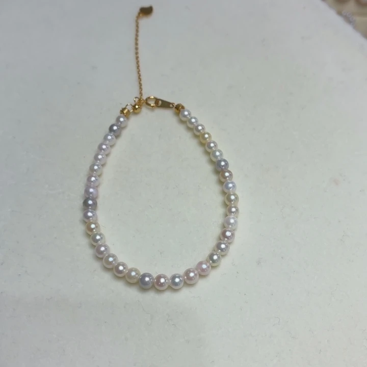 海水珍珠银S925镶嵌手链4-5糖果