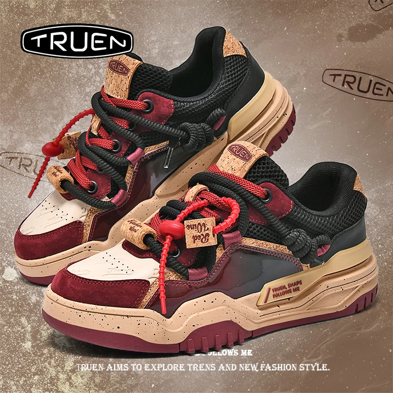 真恩板鞋男本命年蛇年限定转运酒红色秋季2025新款运动鞋子男鞋