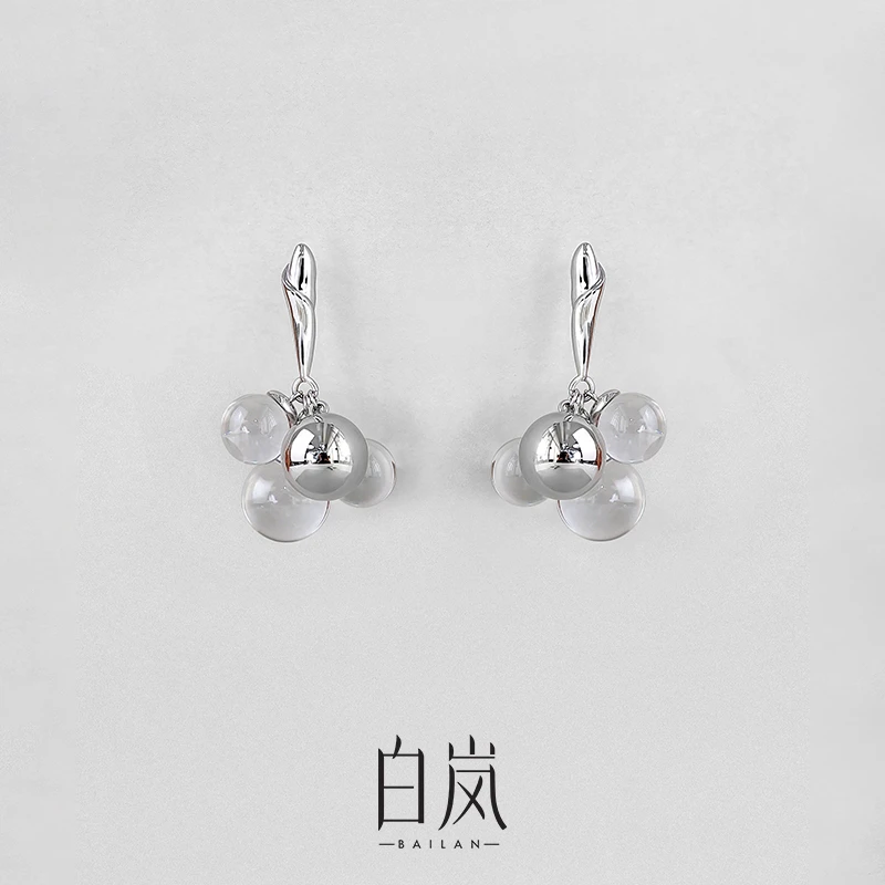 白岚朝露耳钉女水晶轻奢精致小众设计2025复古耳饰耳环气质ED4194